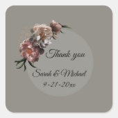 Blooming Peonies stickers wedding invitations スクエアシール (正面)