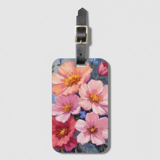 Blooming Petals | フローラル水彩画 ラゲッジタグ (正面縦)