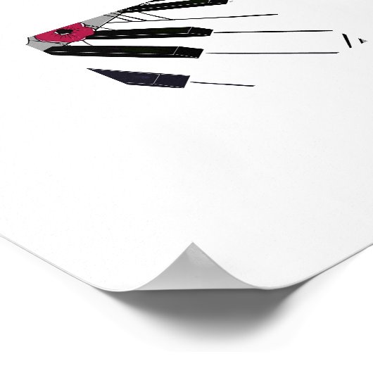 Blooming Piano – Minimal Floral Music ポスター (角)