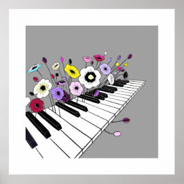 Blooming Piano – Minimal Floral Music ポスター