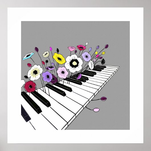 Blooming Piano – Minimal Floral Music ポスター (正面)