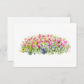 Blooming Pink Garden – Minimal Floral Design サンキューカード (正面/裏面)