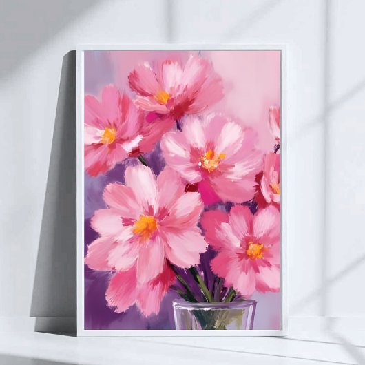 Blooming Pink Petals | 水彩花の絵 ポスター