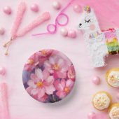 Blooming Pink Petals | 花の水彩画 ペーパーボウル (パーティー)