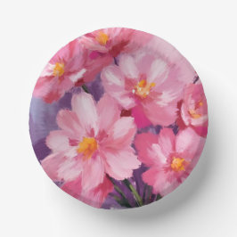 Blooming Pink Petals | 花の水彩画 ペーパーボウル