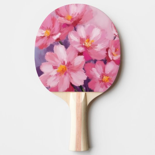 Blooming Pink Petals | 花の水彩画 卓球ラケット (正面)