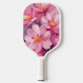 Blooming Pink Petals | 花の絵 水彩画 ピックルボールラケット (裏面)