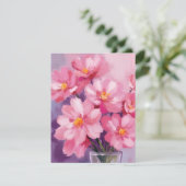 Blooming Pink Petals | 花 水彩画 サンキューカード (スタンド正面)