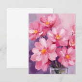 Blooming Pink Petals | 花 水彩画 サンキューカード (正面/裏面)