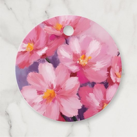Blooming Pink Petals | 花 水彩画 フェイバータグ (正面)