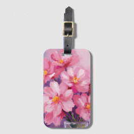 Blooming Pink Petals | 花 水彩画 ラゲッジタグ