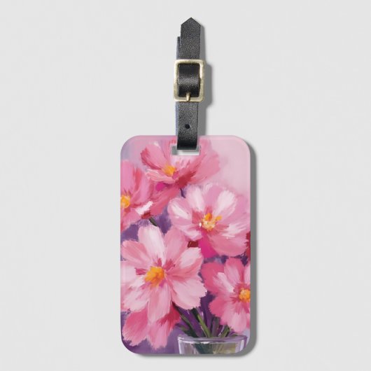 Blooming Pink Petals | 花 水彩画 ラゲッジタグ (正面縦)