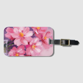 Blooming Pink Petals | 花 水彩画 ラゲッジタグ