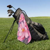 Blooming Pink Petals | Flower Painting Watercolor ゴルフタオル (グリーン)