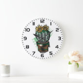 Blooming Potted Cactus Succulent Plant ラージ壁時計 (ホーム)