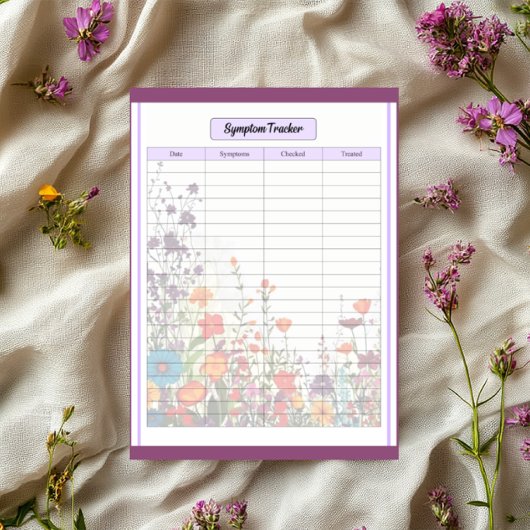 Blooming Purple Garden_ 症状トラッカー ノートパッド