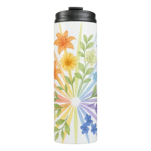 Blooming Radiance – Water Bottle with Rainbow Flow タンブラー (正面)