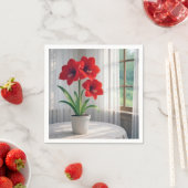 Blooming Red Amaryllis  スタンダードカクテルナプキン (インサイチュ)