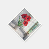 Blooming Red Amaryllis  スタンダードカクテルナプキン (角)