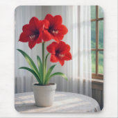 Blooming Red Amaryllis  マウスパッド (正面)