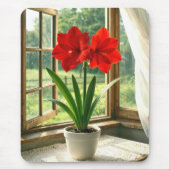 Blooming Red Amaryllis マウスパッド (正面)
