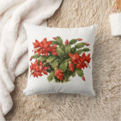 Blooming Red Christmas Cactus Plant クッション (ブランケット)
