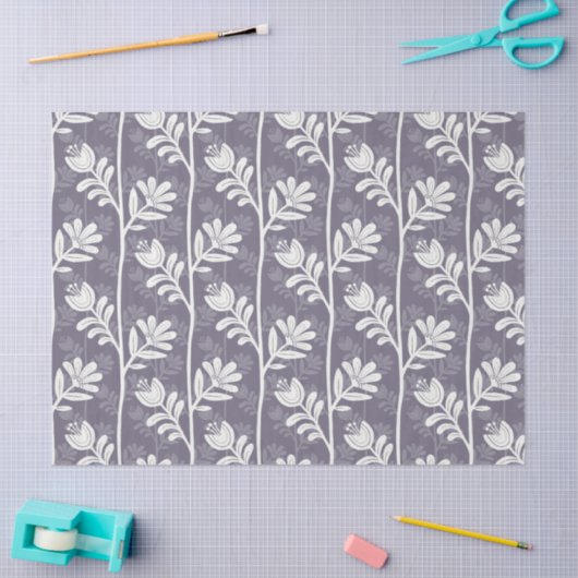 Blooming Rhythm Floral Silhouette white & lavender 薄葉紙 (クラフト)
