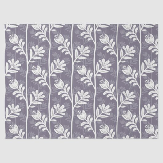 Blooming Rhythm Floral Silhouette white & lavender 薄葉紙 (正面)