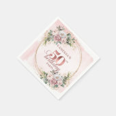 Blooming Rose Gold Blush Floral 50th Birthday スタンダードカクテルナプキン (角)