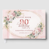 Blooming Rose Gold Floral Greenery 90th Birthday  ゲストブック (正面)