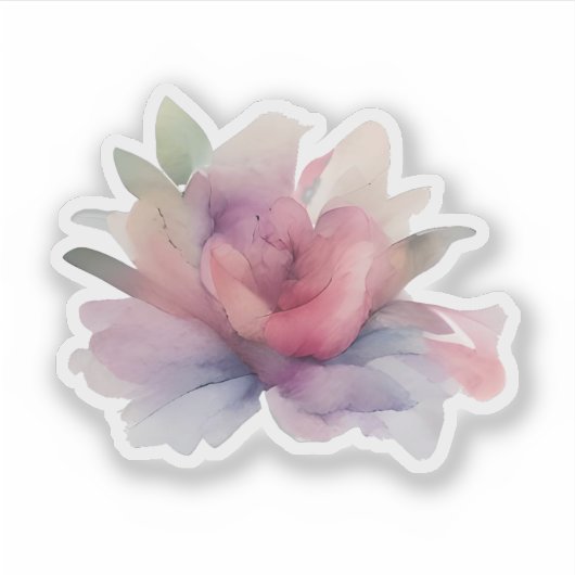 Blooming Serenity: Abstract Watercolor Flower シール (正面)