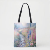 Blooming Tranquility: Scenic Floral Landscape トートバッグ (正面)