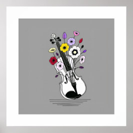 Blooming Violin – Minimal Floral Music ポスター