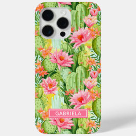 Blooming Watercolor Cacti Personalized iPhone 15 Pro Maxケース