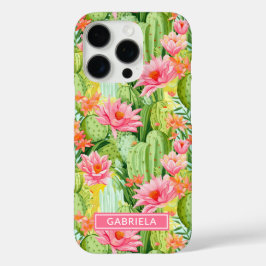 Blooming Watercolor Cacti Personalized iPhone 16 Proケース