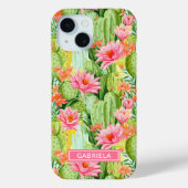 Blooming Watercolor Cacti Personalized Case-Mate iPhoneケース (裏面)