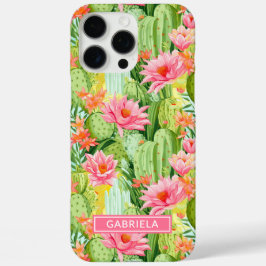 Blooming Watercolor Cacti Personalized iPhone 16 Pro Maxケース