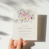 Blooming Watercolor Pastel Flowers Save the Date  招待状
