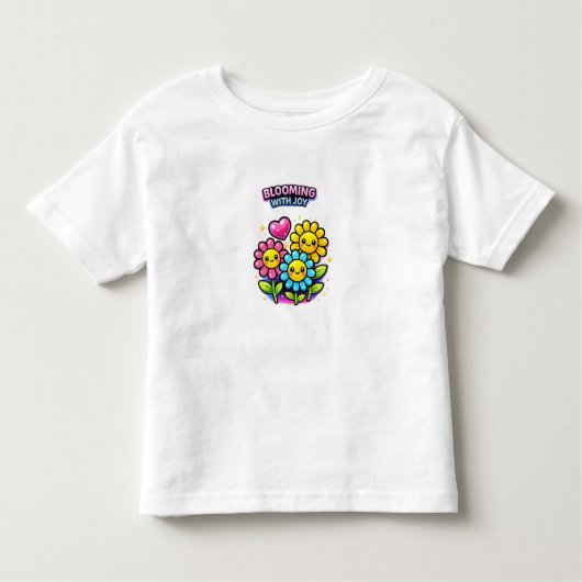 Blooming With Joy Flowers – Cute Toddler Girl T-Sh トドラーTシャツ (正面)