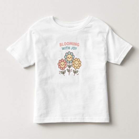 Blooming With Joy Flowers – Cute Toddler Girl T-Sh トドラーTシャツ (正面)