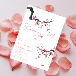 Blooming With Love Pink Cherry Blossom Baby Shower 招待状