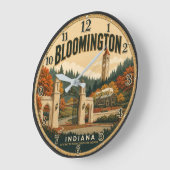 Bloomington Indiana Gates Vintage Travel Poster ラージ壁時計 (傾斜)