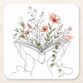 Blooms Book ボタニカル ラインアート スクエアペーパーコースター (正面)