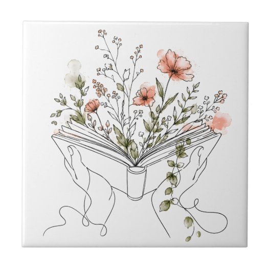 Blooms Book ボタニカル ラインアート タイル (正面)