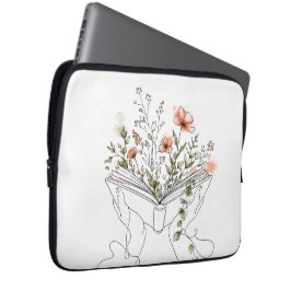 Blooms Book ボタニカル ラインアート ラップトップスリーブ