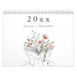 Blooms Book Botanical Line Art カレンダー