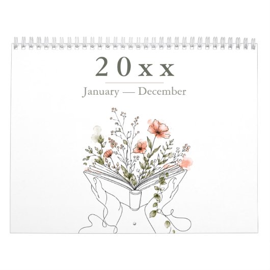Blooms Book Botanical Line Art カレンダー (カバー)