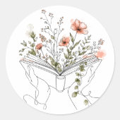 Blooms Book Botanical Line Art ステッカー (正面)