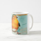 BloOrp! 青い背景の英国の赤いロビン コーヒーマグカップ (正面右)