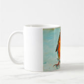 BloOrp! 青い背景の英国の赤いロビン コーヒーマグカップ (左)